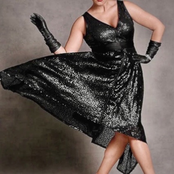 Isabel Toledo Dresses & Skirts - NWOT Isabel Toledo for Lane Bryant Black Sequin Sharkbite Hem Midi Dress Size 24